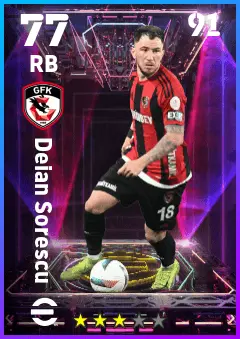 Deian Sorescu eFootball 2026 player card — 77 OVR RB