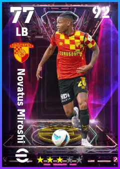 Novatus Miroshi eFootball 2026 player card — 77 OVR LB