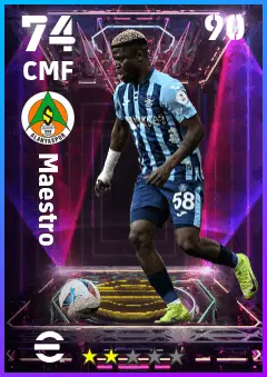 Maestro eFootball 2026 player card — 74 OVR CMF