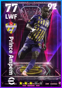 Prince Ampem eFootball 2026 player card — 77 OVR LWF