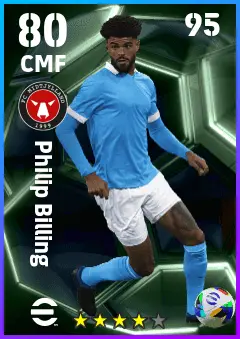 Philip Billing eFootball 2026 player card — 80 OVR CMF