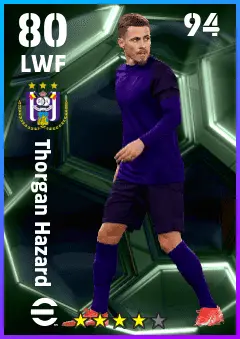 Thorgan Hazard eFootball 2026 player card — 80 OVR LWF