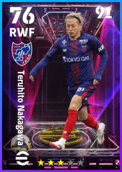 Teruhito Nakagawa eFootball 2026 player card — 76 OVR RWF
