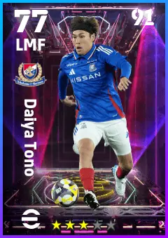 Daiya Tono eFootball 2026 player card — 77 OVR LMF