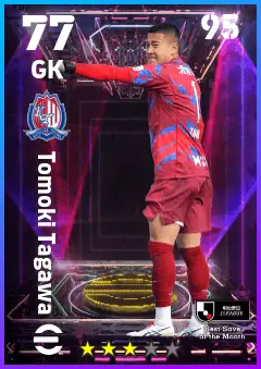 Tomoki Tagawa eFootball 2026 player card — 77 OVR GK