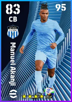 Manuel Akanji eFootball 2026 player card — 83 OVR CB