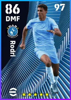 Rodri eFootball 2026 player card — 86 OVR DMF