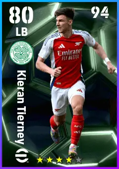 Kieran Tierney eFootball 2026 player card — 80 OVR LB