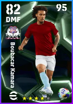 Boubacar Kamara eFootball 2026 player card — 82 OVR DMF