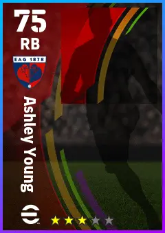 Ashley Young eFootball 2026 player card — 75 OVR RB