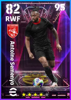Antoine Semenyo eFootball 2026 player card — 82 OVR RWF