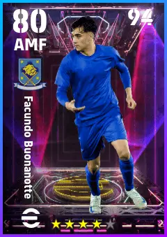 Facundo Buonanotte eFootball 2026 player card — 80 OVR AMF