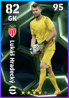 Lukas Hradecky eFootball 2026 player card — 82 OVR GK