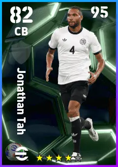 Jonathan Tah eFootball 2026 player card — 82 OVR CB