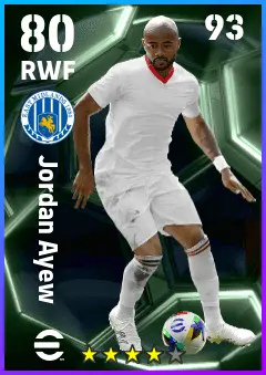 Jordan Ayew eFootball 2026 player card — 80 OVR RWF