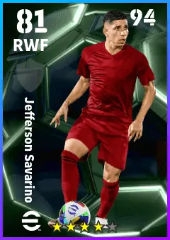 Jefferson Savarino eFootball 2026 player card — 81 OVR RWF