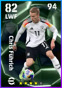 Chris Fuhrich eFootball 2026 player card — 82 OVR LWF
