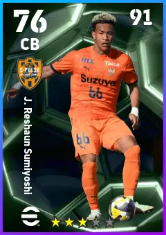 J. Reshaun Sumiyoshi eFootball 2026 player card — 76 OVR CB