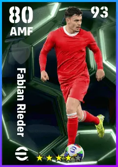 Fabian Rieder eFootball 2026 player card — 80 OVR AMF