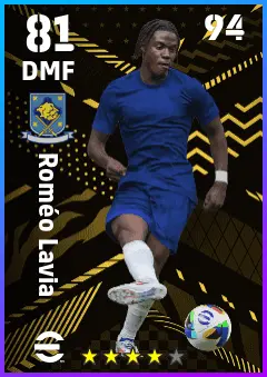 Romeo Lavia eFootball 2026 player card — 81 OVR DMF