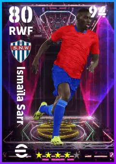 Ismaila Sarr eFootball 2026 player card — 80 OVR RWF