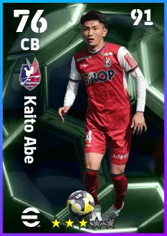 Kaito Abe eFootball 2026 player card — 76 OVR CB