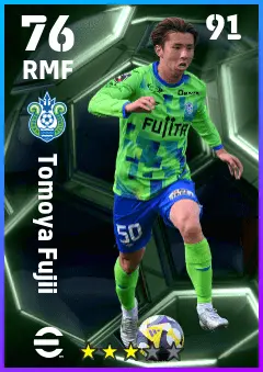 Tomoya Fujii eFootball 2026 player card — 76 OVR RMF