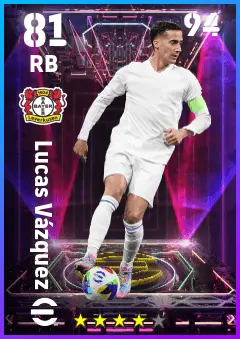 Lucas Vazquez eFootball 2026 player card — 81 OVR RB