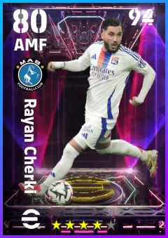 Rayan Cherki eFootball 2026 player card — 80 OVR AMF