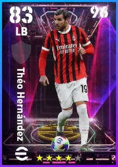 Theo Hernandez eFootball 2026 player card — 83 OVR LB
