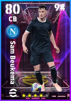 Sam Beukema eFootball 2026 player card — 80 OVR CB
