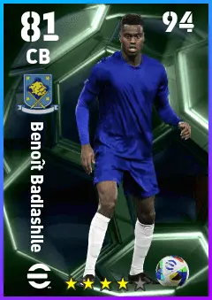 Benoit Badiashile eFootball 2026 player card — 81 OVR CB