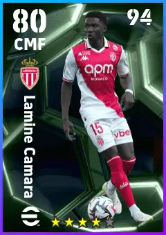 Lamine Camara eFootball 2026 player card — 80 OVR CMF