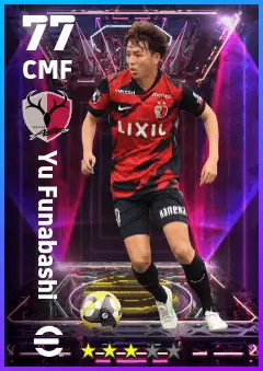 Yu Funabashi eFootball 2026 player card — 77 OVR CMF
