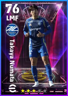 Takaya Numata eFootball 2026 player card — 76 OVR LMF