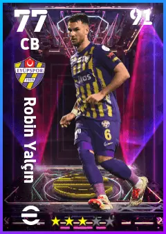 Robin Yalcin eFootball 2026 player card — 77 OVR CB