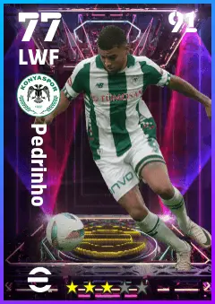 Pedrinho eFootball 2026 player card — 77 OVR LWF