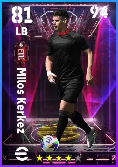 Milos Kerkez eFootball 2026 player card — 81 OVR LB