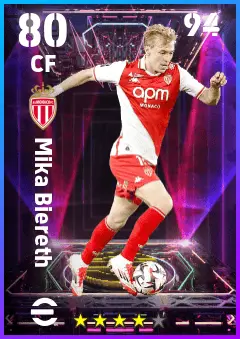 Mika Biereth eFootball 2026 player card — 80 OVR CF