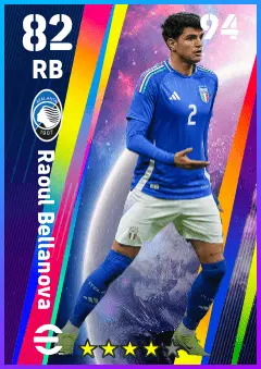 Raoul Bellanova eFootball 2026 player card — 82 OVR RB