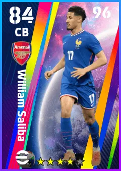 William Saliba eFootball 2026 player card — 84 OVR CB