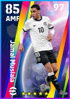 Jamal Musiala eFootball 2026 player card — 85 OVR AMF