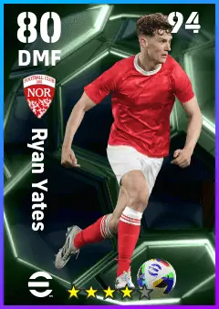 Ryan Yates eFootball 2026 player card — 80 OVR DMF