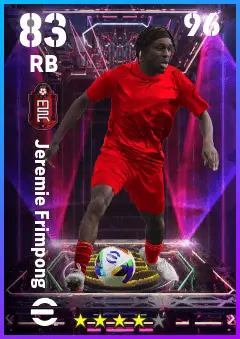 Jeremie Frimpong eFootball 2026 player card — 83 OVR RB