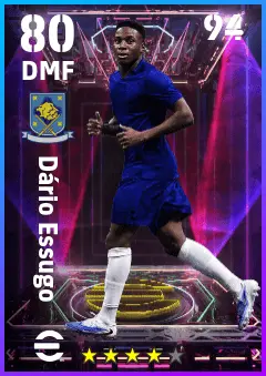 Dario Essugo eFootball 2026 player card — 80 OVR DMF