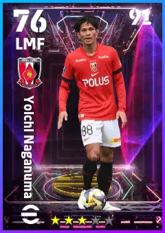 Yoichi Naganuma eFootball 2026 player card — 76 OVR LMF