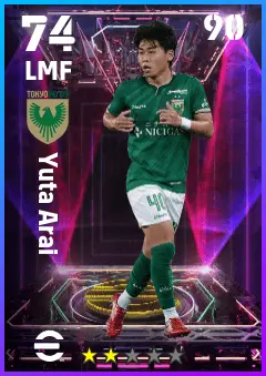 Yuta Arai eFootball 2026 player card — 74 OVR LMF