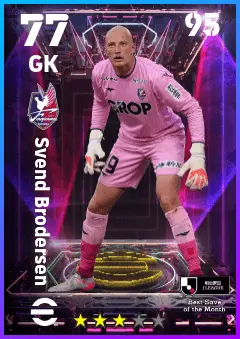 Svend Brodersen eFootball 2026 player card — 77 OVR GK