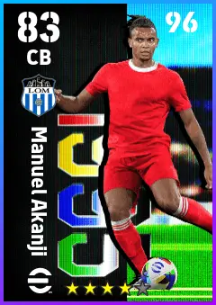 Manuel Akanji eFootball 2026 player card — 83 OVR CB