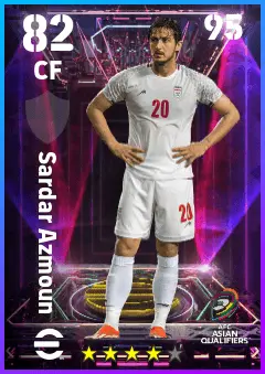 Sardar Azmoun eFootball 2026 player card — 82 OVR CF